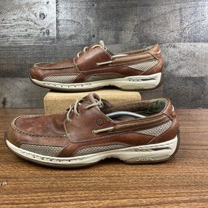 Brown Leather Rollbar Boat Shoes 